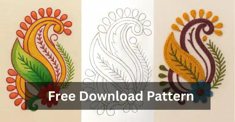 Elegant Paisley Bloom – A Beginner’s Hand Embroidery Guide with Free Pattern Download